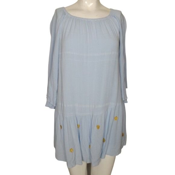 LILLY PULITZER Ultra Mini Dress/Top, XXS, Light blue/Golden Shells, Ruffle Hem - Picture 8 of 12